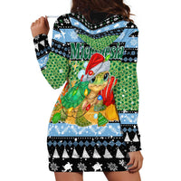 Micronesia Christmas Hoodie Dress with Santa Turtle Coral Reef and Holiday Ocean Pattern - Polynesian Pride