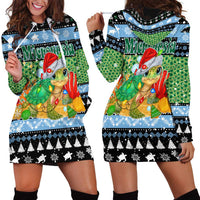 Micronesia Christmas Hoodie Dress with Santa Turtle Coral Reef and Holiday Ocean Pattern - Polynesian Pride