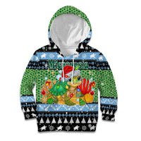 Micronesia Christmas Kid Hoodie with Santa Turtle Coral Reef and Holiday Ocean Pattern - Polynesian Pride
