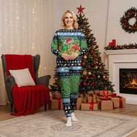 Micronesia Christmas Pajama Set with Santa Turtle Coral Reef and Holiday Ocean Pattern - Polynesian Pride