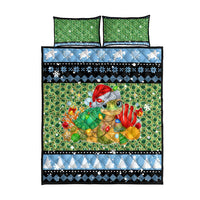 Micronesia Christmas Quilt Bed Set with Santa Turtle Coral Reef and Holiday Ocean Pattern - Polynesian Pride