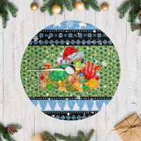 Micronesia Christmas Tree Skirt with Santa Turtle Coral Reef and Holiday Ocean Pattern - Polynesian Pride