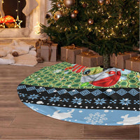 Micronesia Christmas Tree Skirt with Santa Turtle Coral Reef and Holiday Ocean Pattern - Polynesian Pride