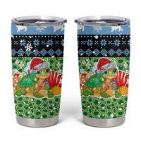 Micronesia Christmas Tumbler Cup with Santa Turtle Coral Reef and Holiday Ocean Pattern - Polynesian Pride