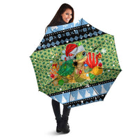 Micronesia Christmas Umbrella with Santa Turtle Coral Reef and Holiday Ocean Pattern - Polynesian Pride