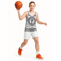 Aiga Samoa Raised Fist Basketball Jersey Polynesian Tribal Tattoo Art Family Pride
