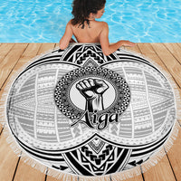 Aiga Samoa Raised Fist Beach Blanket Polynesian Tribal Tattoo Art Family Pride