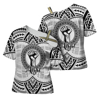 Aiga Samoa Raised Fist Cross Shoulder Shirt Polynesian Tribal Tattoo Art Family Pride