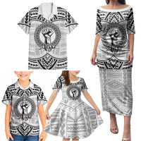 Aiga Samoa Raised Fist Family Matching Puletasi and Hawaiian Shirt Polynesian Tribal Tattoo Art Family Pride