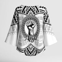 Aiga Samoa Raised Fist Kimono Sleeve Blouse Polynesian Tribal Tattoo Art Family Pride