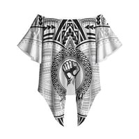 Aiga Samoa Raised Fist Off Shoulder Wrap Waist Top Polynesian Tribal Tattoo Art Family Pride