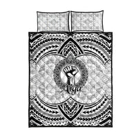 Aiga Samoa Raised Fist Quilt Bed Set Polynesian Tribal Tattoo Art Family Pride