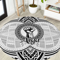 Aiga Samoa Raised Fist Round Carpet Polynesian Tribal Tattoo Art Family Pride