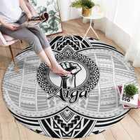 Aiga Samoa Raised Fist Round Carpet Polynesian Tribal Tattoo Art Family Pride