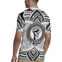 Aiga Samoa Raised Fist Rugby Jersey Polynesian Tribal Tattoo Art Family Pride