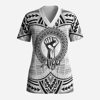 Aiga Samoa Raised Fist Scrub Top Polynesian Tribal Tattoo Art Family Pride