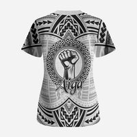 Aiga Samoa Raised Fist Scrub Top Polynesian Tribal Tattoo Art Family Pride
