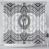 Aiga Samoa Raised Fist Shower Curtain Polynesian Tribal Tattoo Art Family Pride