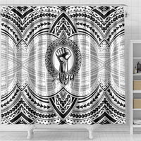 Aiga Samoa Raised Fist Shower Curtain Polynesian Tribal Tattoo Art Family Pride