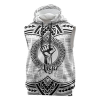 Aiga Samoa Raised Fist Sleeveless Hoodie Polynesian Tribal Tattoo Art Family Pride