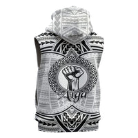 Aiga Samoa Raised Fist Sleeveless Hoodie Polynesian Tribal Tattoo Art Family Pride