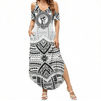Aiga Samoa Raised Fist Summer Maxi Dress Polynesian Tribal Tattoo Art Family Pride