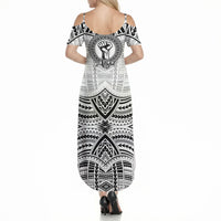 Aiga Samoa Raised Fist Summer Maxi Dress Polynesian Tribal Tattoo Art Family Pride