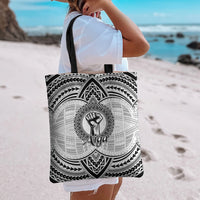 Aiga Samoa Raised Fist Tote Bag Polynesian Tribal Tattoo Art Family Pride