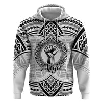 Aiga Samoa Raised Fist Zip Hoodie Polynesian Tribal Tattoo Art Family Pride