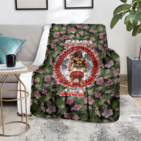 Samoa Aiga Polynesian Blanket Tropical Floral Hibiscus Pattern Island Heritage