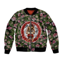 Samoa Aiga Polynesian Bomber Jacket Tropical Floral Hibiscus Pattern Island Heritage