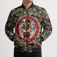 Samoa Aiga Polynesian Bomber Puffer Jacket Tropical Floral Hibiscus Pattern Island Heritage