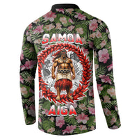 Samoa Aiga Polynesian Button Sweatshirt Tropical Floral Hibiscus Pattern Island Heritage