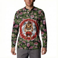 Samoa Aiga Polynesian Button Sweatshirt Tropical Floral Hibiscus Pattern Island Heritage