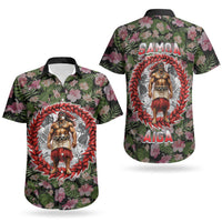 Samoa Aiga Polynesian Couples Matching Off Shoulder Maxi Dress and Hawaiian Shirt Tropical Floral Hibiscus Pattern Island Heritage