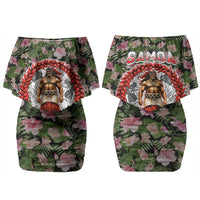 Samoa Aiga Polynesian Couples Matching Off Shoulder Short Dress and Hawaiian Shirt Tropical Floral Hibiscus Pattern Island Heritage