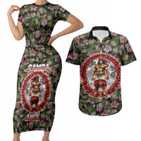 Samoa Aiga Polynesian Couples Matching Short Sleeve Bodycon Dress and Hawaiian Shirt Tropical Floral Hibiscus Pattern Island Heritage