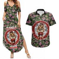 Samoa Aiga Polynesian Couples Matching Summer Maxi Dress and Hawaiian Shirt Tropical Floral Hibiscus Pattern Island Heritage