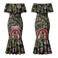 Samoa Aiga Polynesian Family Matching Mermaid Dress and Hawaiian Shirt Tropical Floral Hibiscus Pattern Island Heritage