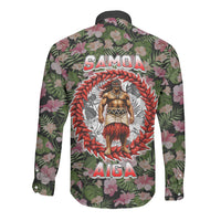 Samoa Aiga Polynesian Long Sleeve Button Shirt Tropical Floral Hibiscus Pattern Island Heritage