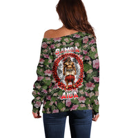 Samoa Aiga Polynesian Off Shoulder Sweater Tropical Floral Hibiscus Pattern Island Heritage