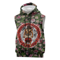 Samoa Aiga Polynesian Sleeveless Zip Hoodie Tropical Floral Hibiscus Pattern Island Heritage