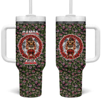 Samoa Aiga Polynesian Tumbler With Handle Tropical Floral Hibiscus Pattern Island Heritage