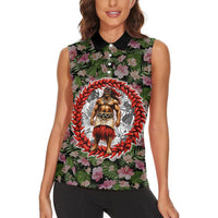 Samoa Aiga Polynesian Women Sleeveless Polo Shirt Tropical Floral Hibiscus Pattern Island Heritage
