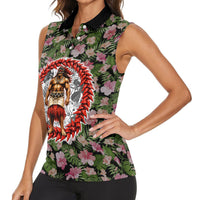 Samoa Aiga Polynesian Women Sleeveless Polo Shirt Tropical Floral Hibiscus Pattern Island Heritage