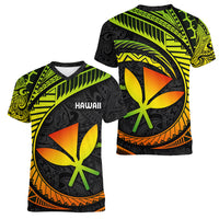 Hawaii Kanaka Maoli Women V Neck T Shirt Polynesian Tornado Infusion Gradient TS04 - Polynesian Pride