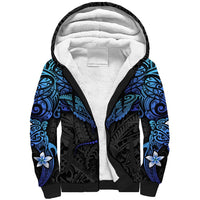 Polynesian Ray Pattern Sherpa Hoodie TS04 Unisex Black Blue - Polynesian Pride
