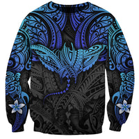 Polynesian Ray Pattern Sweatshirt TS04 Unisex Black Blue - Polynesian Pride