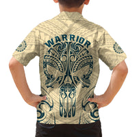 Polynesian Family Matching Puletasi Dress and Hawaiian Shirt Warrior Skull with Tribal Patterns Tattoo Design TS04 - Polynesian Pride