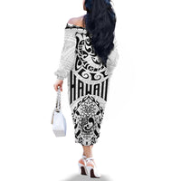 Hawaii Family Matching Off Shoulder Long Sleeve Dress and Hawaiian Shirt with Polynesian Turtle TS04 - Polynesian Pride